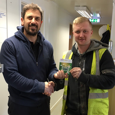 Well done to Simon Watkins for being awarded a Green Card from Simons Group on the Bicester Village project.