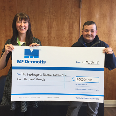 This week we met Poppy from The Huntington's Association to make a £1,000 donation.